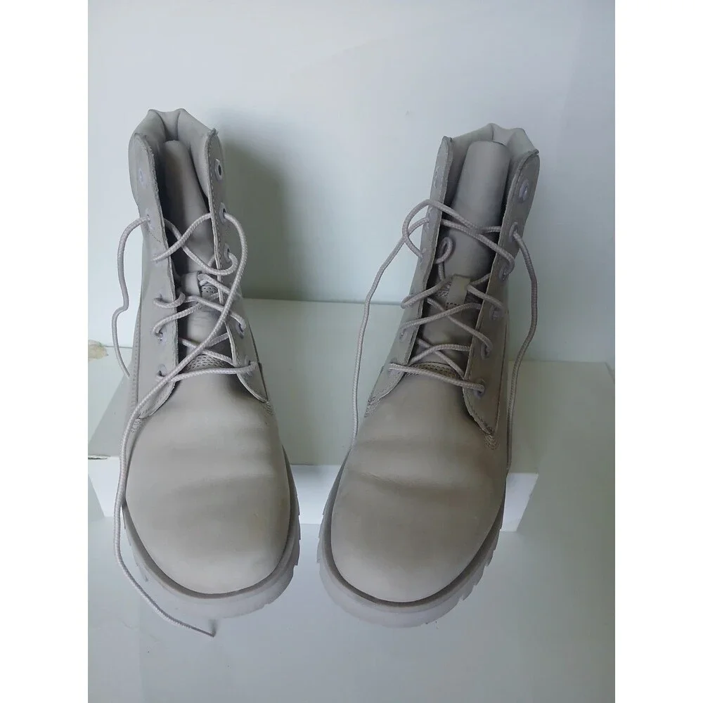 Timberland Premium 6 Inch Boots LightGray Nubuck Women's Size 8.5 Waterproo Lace - Picture 2 of 7